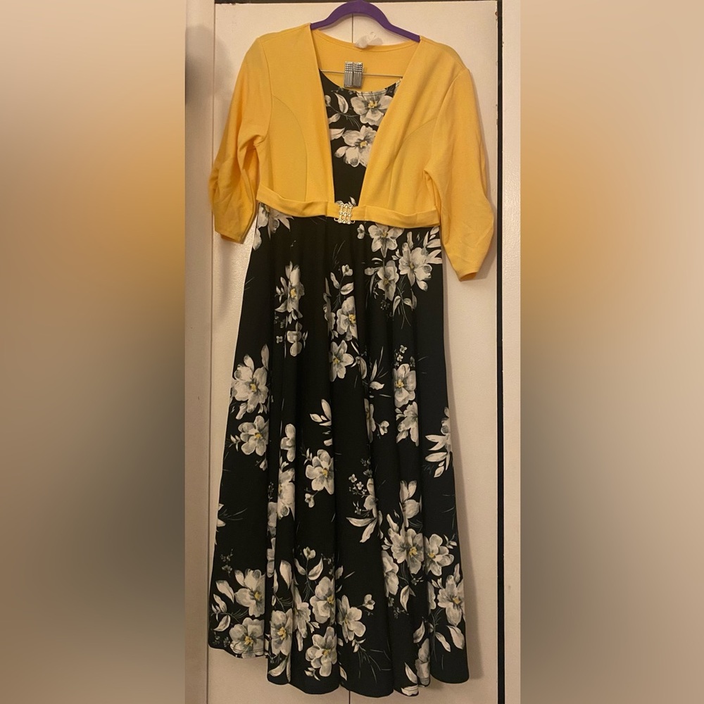 Long floral yellow dress